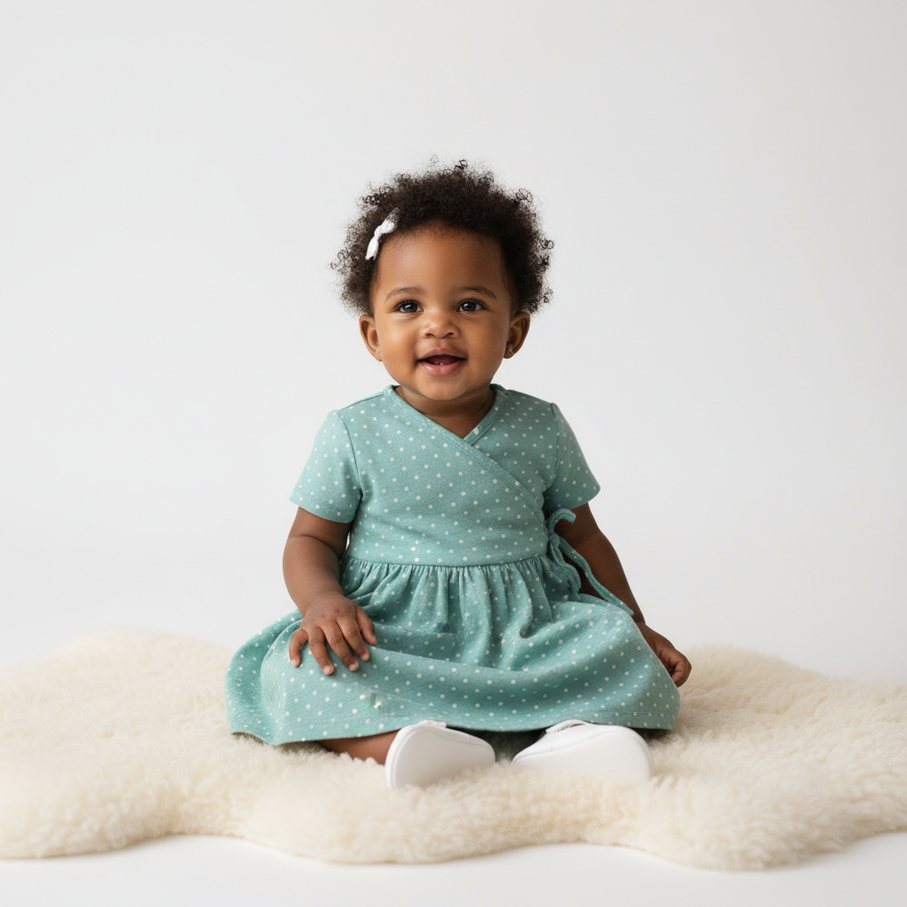 Baby Girl Polka Dot Wrap Dress - African baby fashion